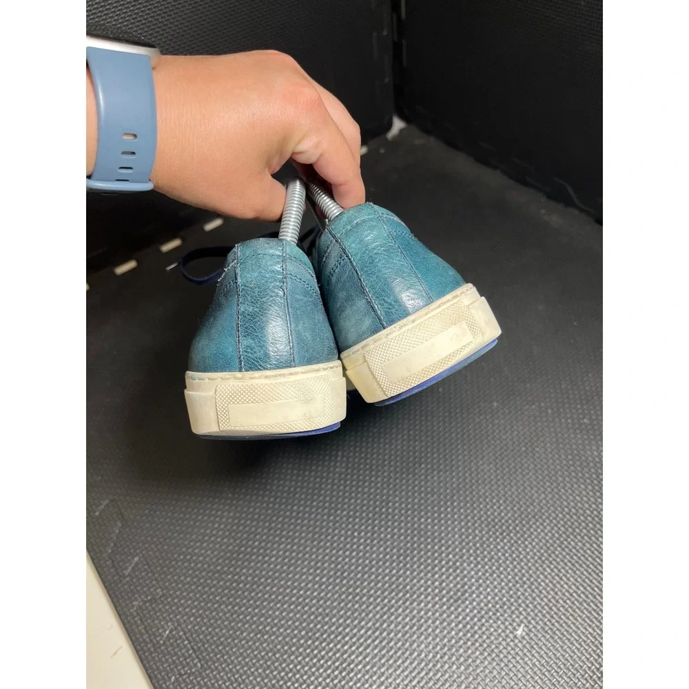 Saks Fifth Avenue Men Blue Leather Sneakers STAN 17 Classic Size 7 Made In Italy